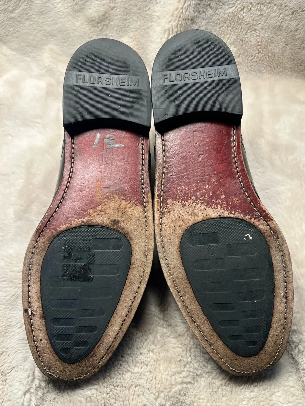 Florsheim burgundy and black leather saddle oxford shoes size 9